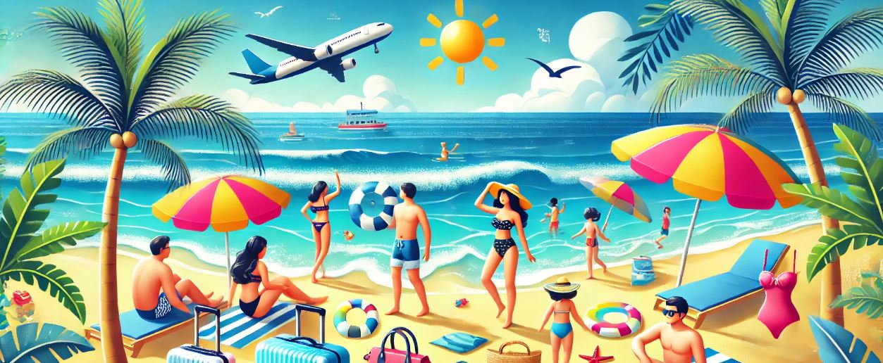 여름 해수욕 장면 여행 사진