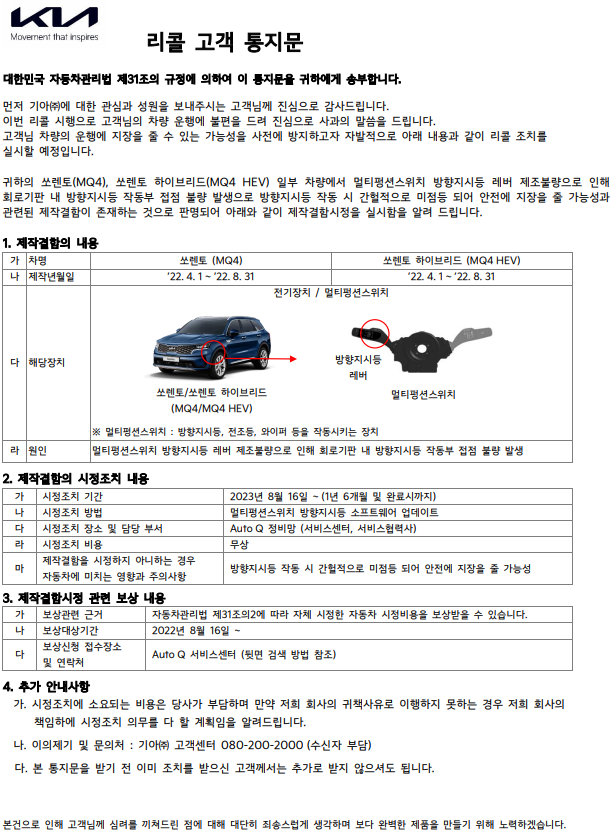 쏘렌토 MQ4 멀티펑션