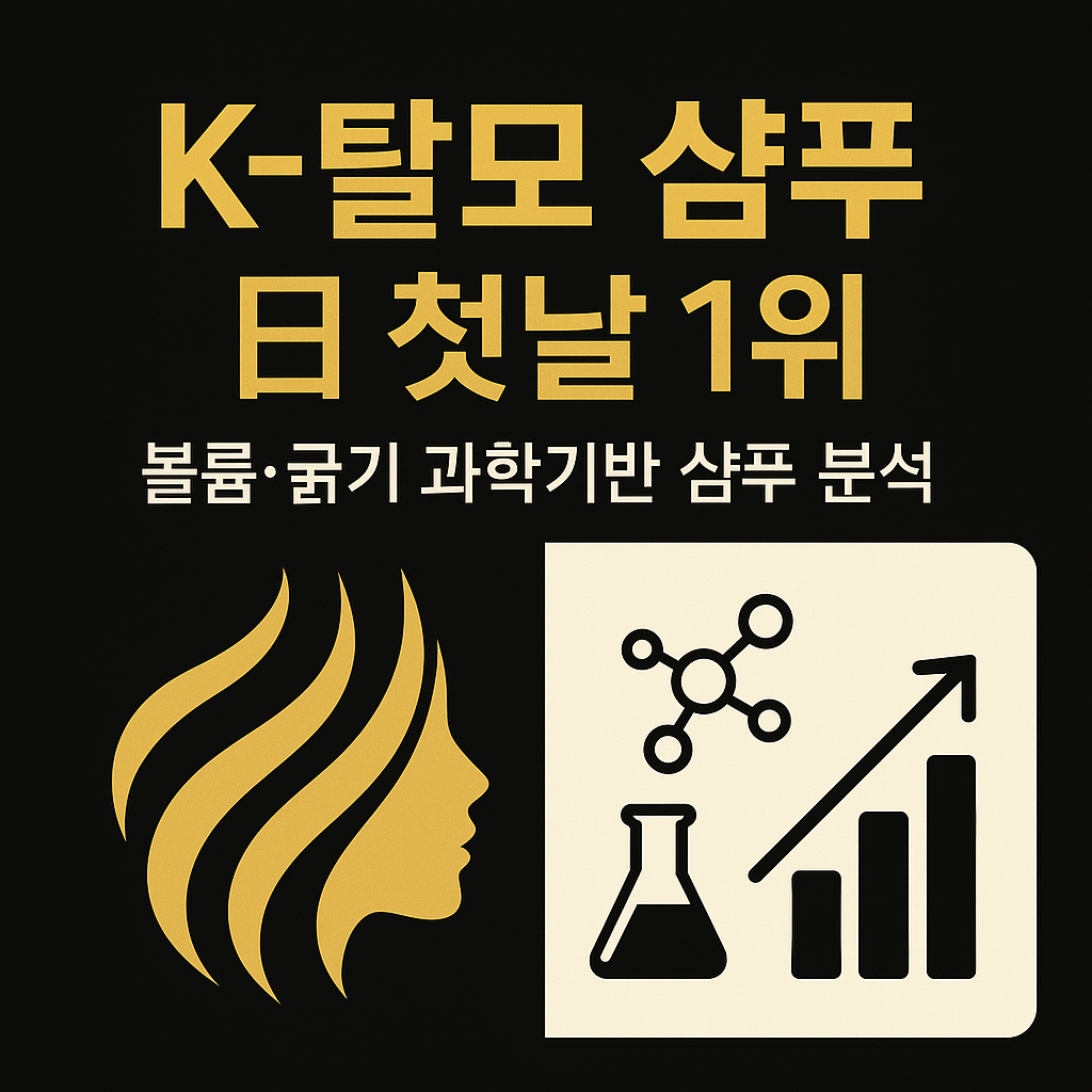 &ldquo;K-탈모 샴푸 일본 론칭 첫날 1위 &mdash; 볼륨&middot;굵기 과학기반 샴푸 분석&rdquo;