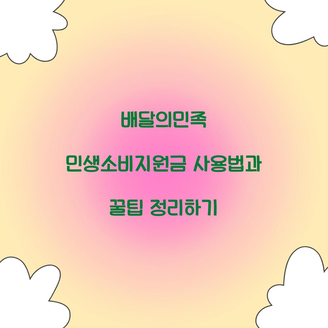 배달의민족 민생소비지원금