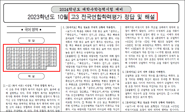 서울시학력평가-정답해설