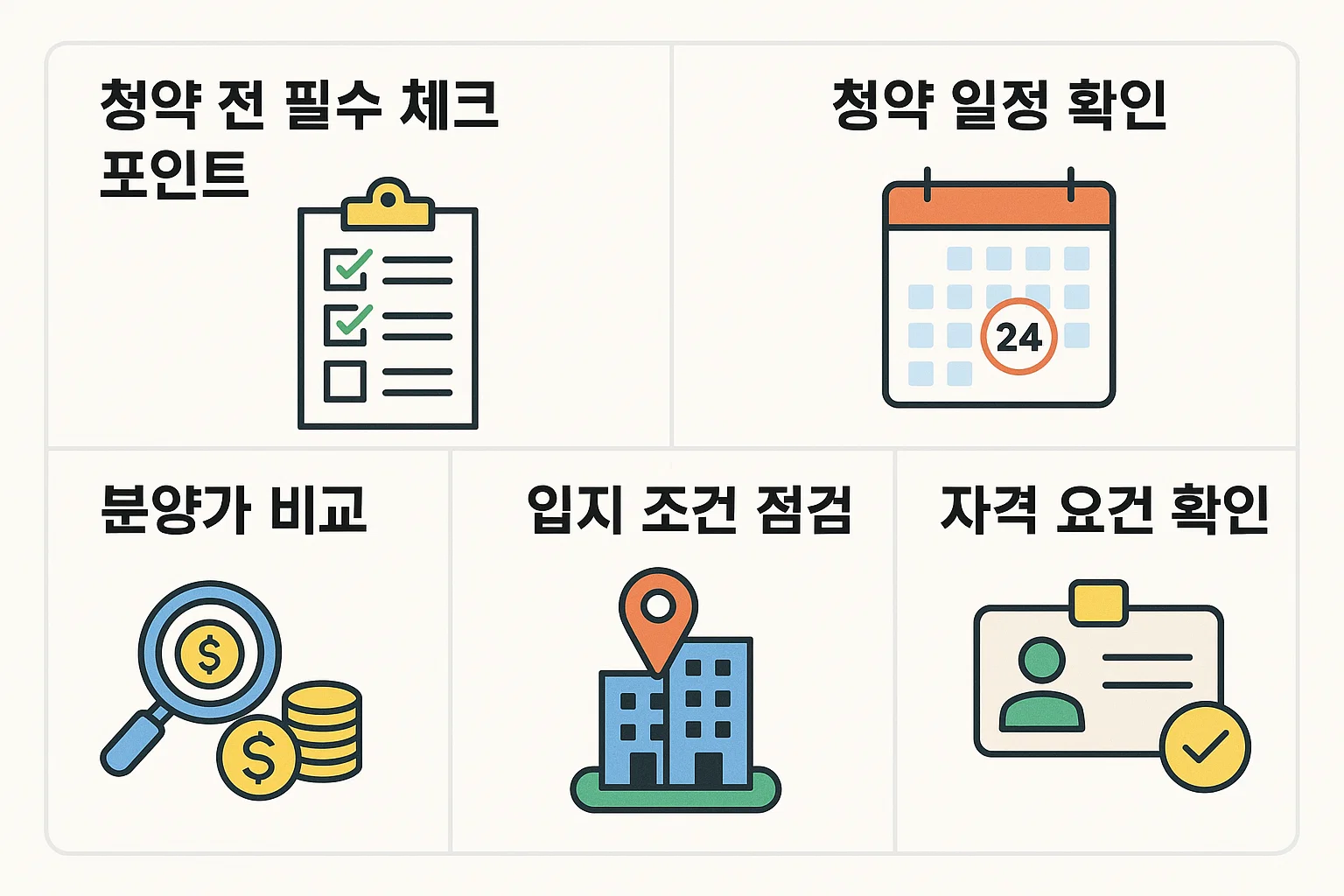 2025년 인천아파트 청약 전 반드시 확인해야 할 일정, 입지 조건, 분양가 비교, 자격 요건 등을 정리한 핵심 가이드 인포그래픽입니다.