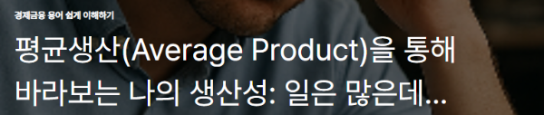 평균생산(Average Product)을 통해 바라보는 나의 생산성: 일은 많은데