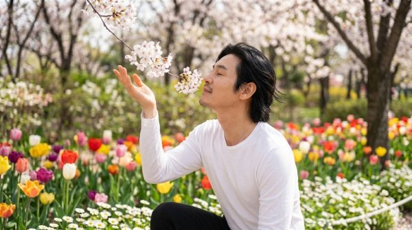 봄 꽃 속의 설경구