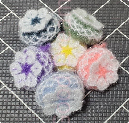 라인장식 꽃 호빵수세미