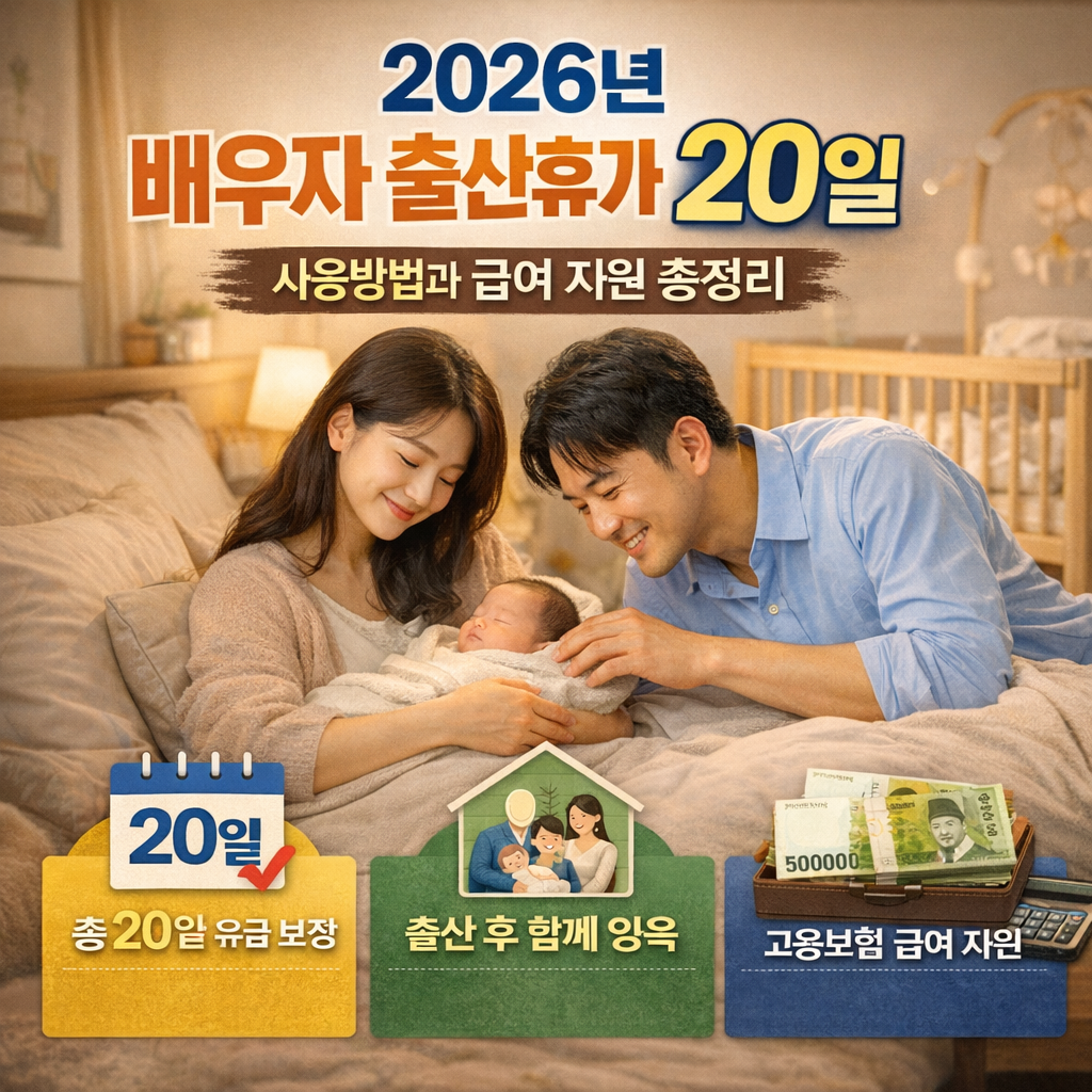 2026년 배우자 출산휴가 20일 사용방법과 급여 지원 총정리