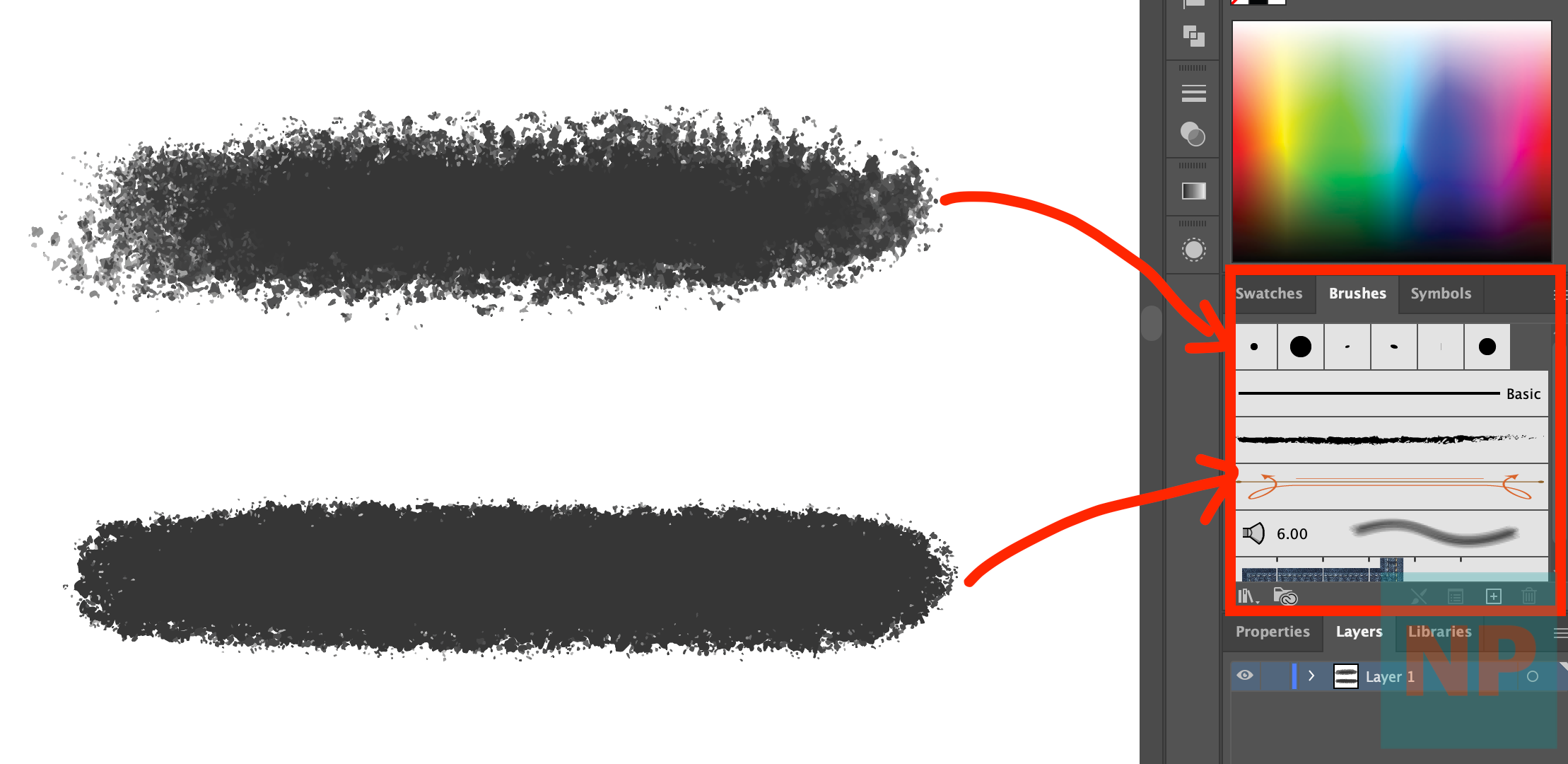 Brush 칸으로 드래그