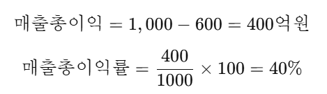 매출총이익률(Gross Profit Margin) 공식 예제