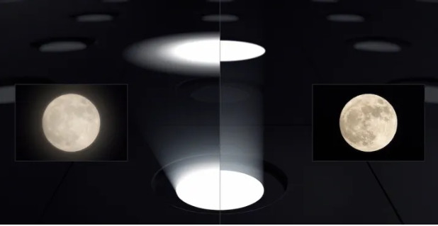 소니 XR 백라이트 마스터 드라이브로 제어되는 미니 LED와 일반 미니 LED의 차이점 예시.