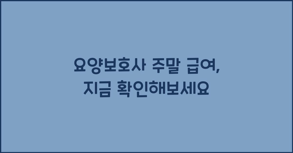 요양보호사 주말 급여