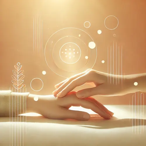 썸네일-부드러운 손길로 마사지하는 장면으로 촉각 치료의 치유 효과를 표현하고 있다