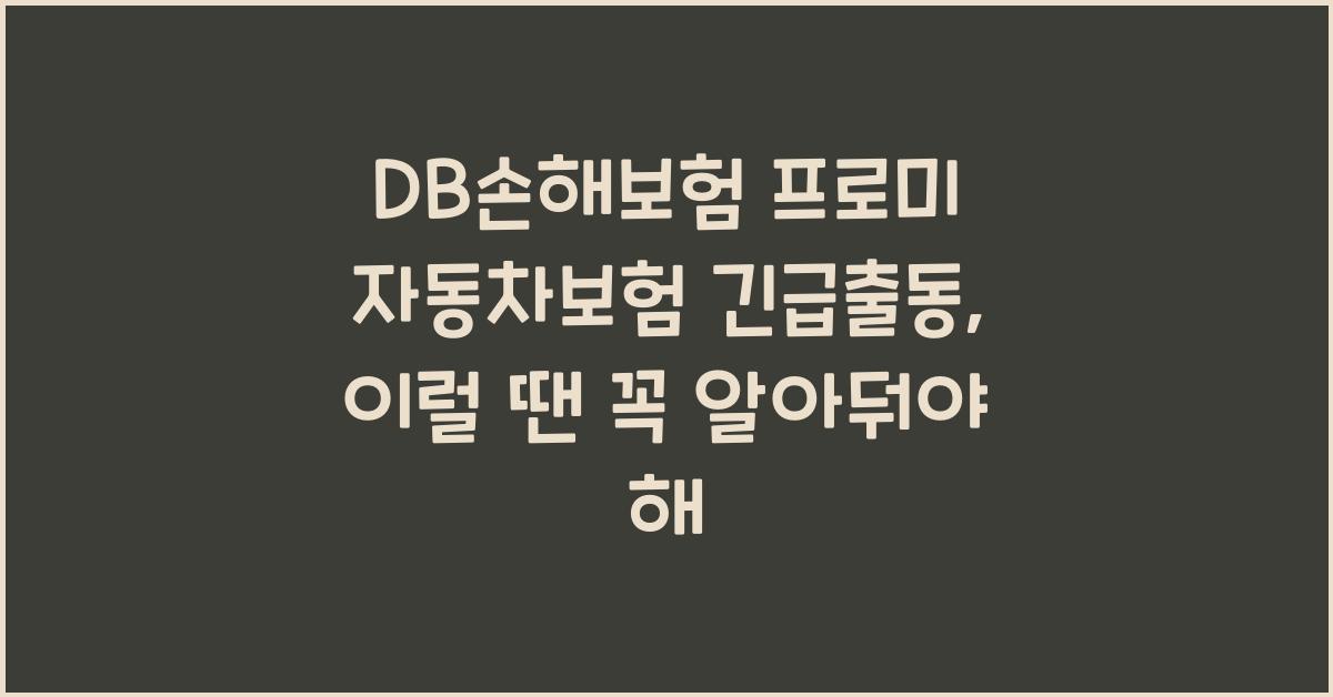 DB손해보험 프로미 자동차보험 긴급출동