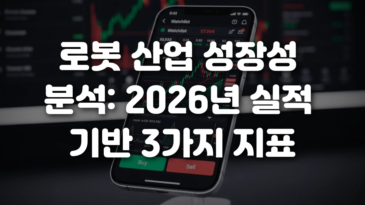 로봇 산업 성장성 분석 2026년 실적 기반 3가지 지표