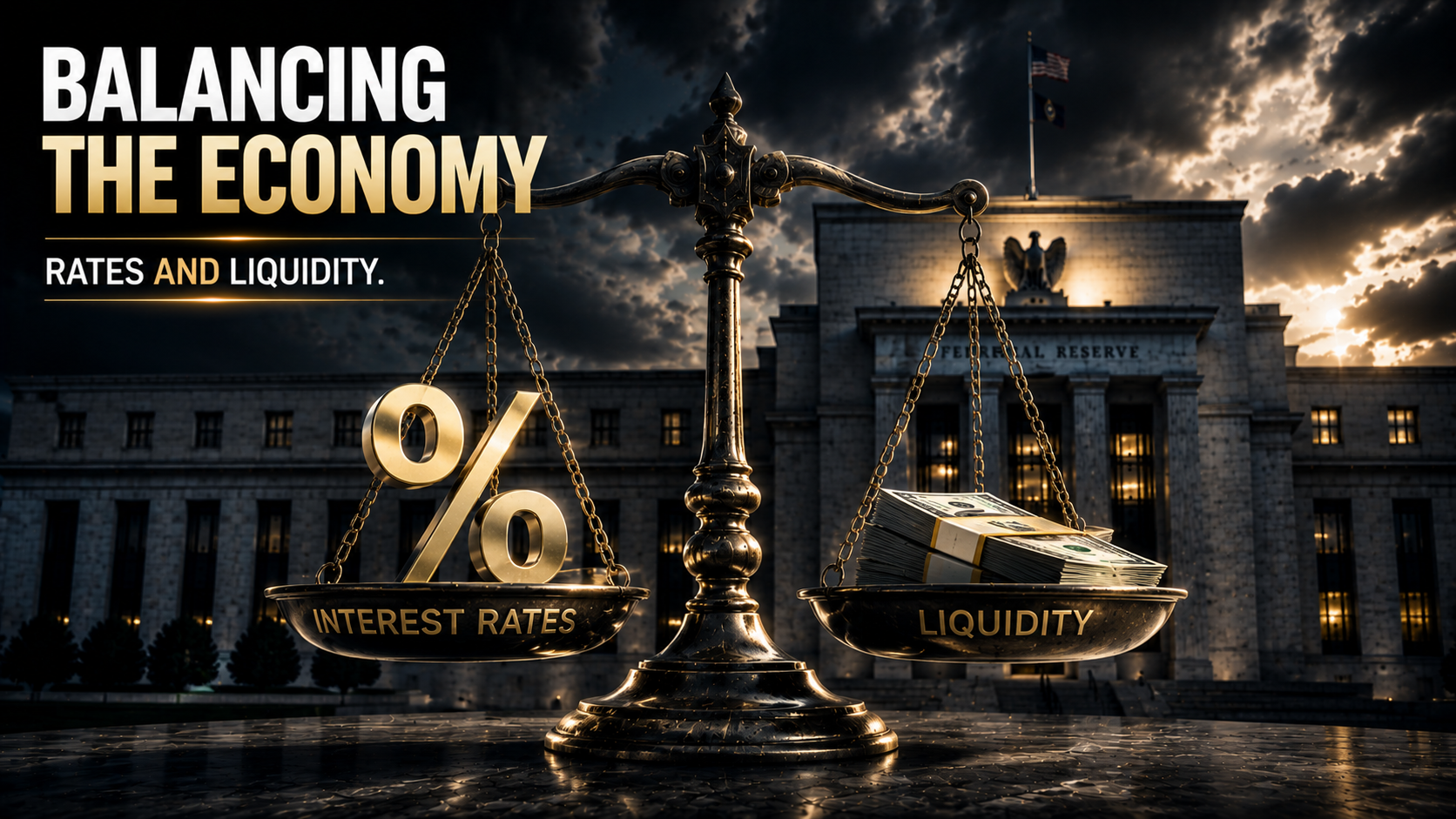 Federal Reserve balancing interest rates and liquidity to support economic stability and manage inflation