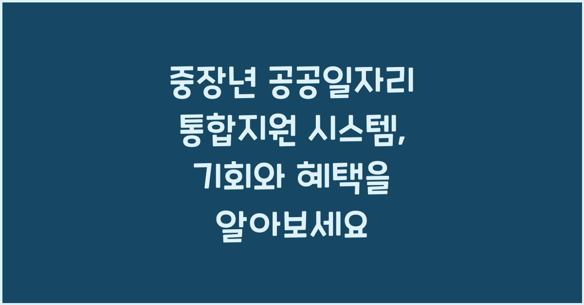중장년 공공일자리 통합지원 시스템