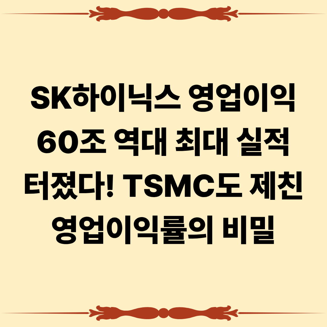 SK하이닉스 영업이익 60조 역대 최대 실적 터졌다.