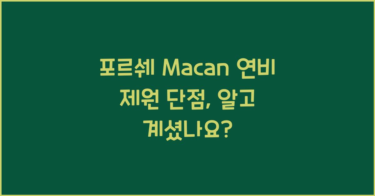포르쉐 Macan 연비 제원 단점