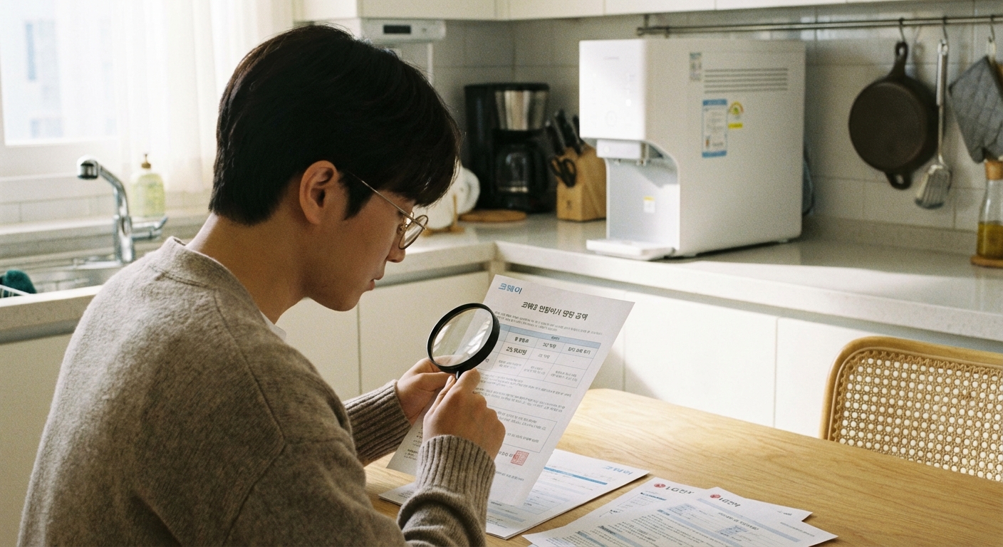 정수기 렌탈 계약 내용 확인 장면