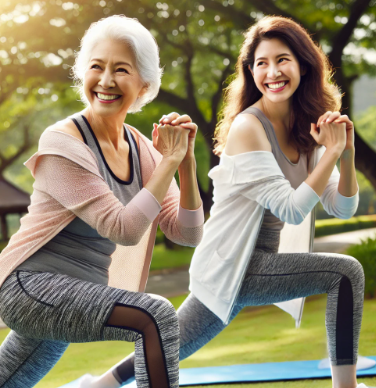 치매 예방을 위해 요가를 하는 할머니