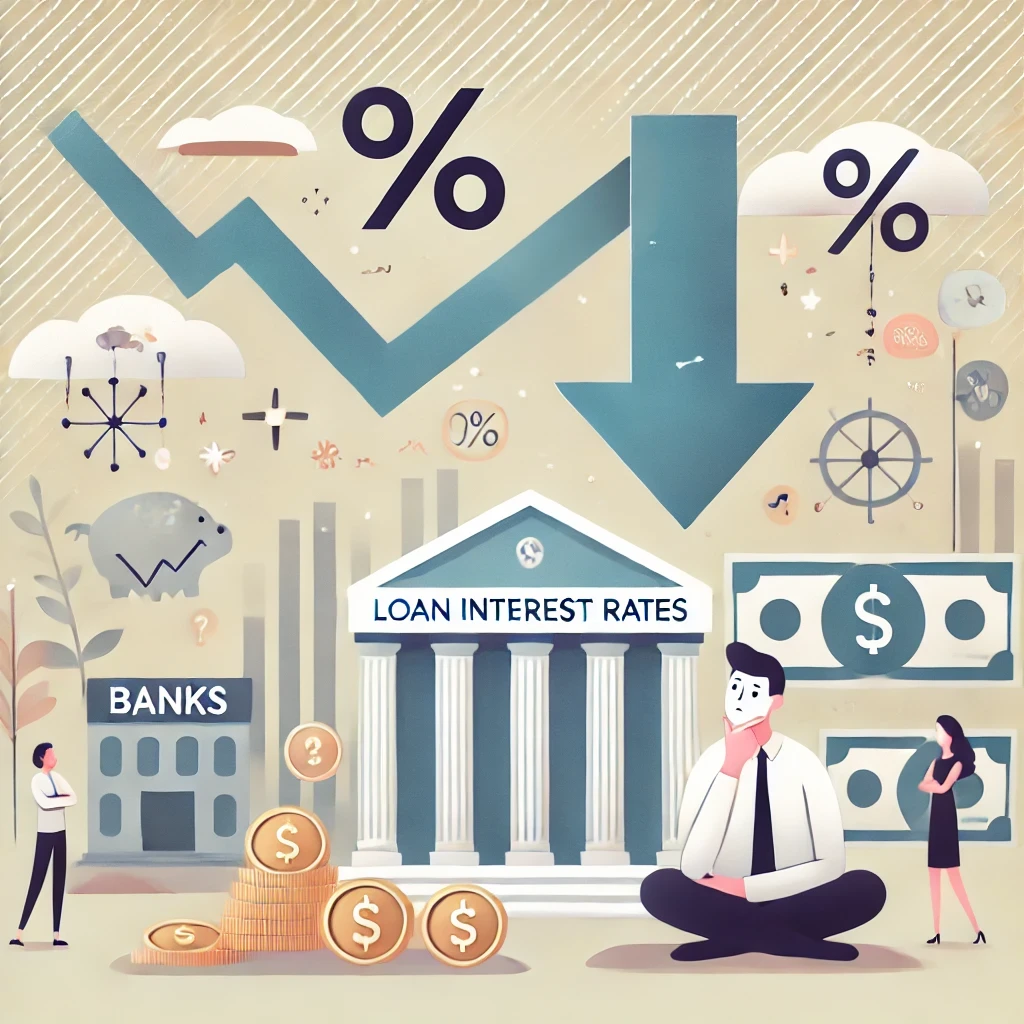 A illustration about falling loan interest rates