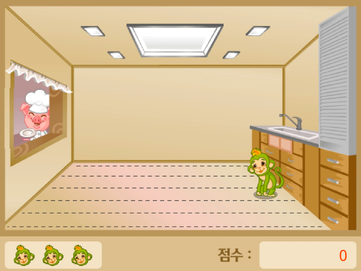 원숭이-접시받기-플래시게임-시작-화면