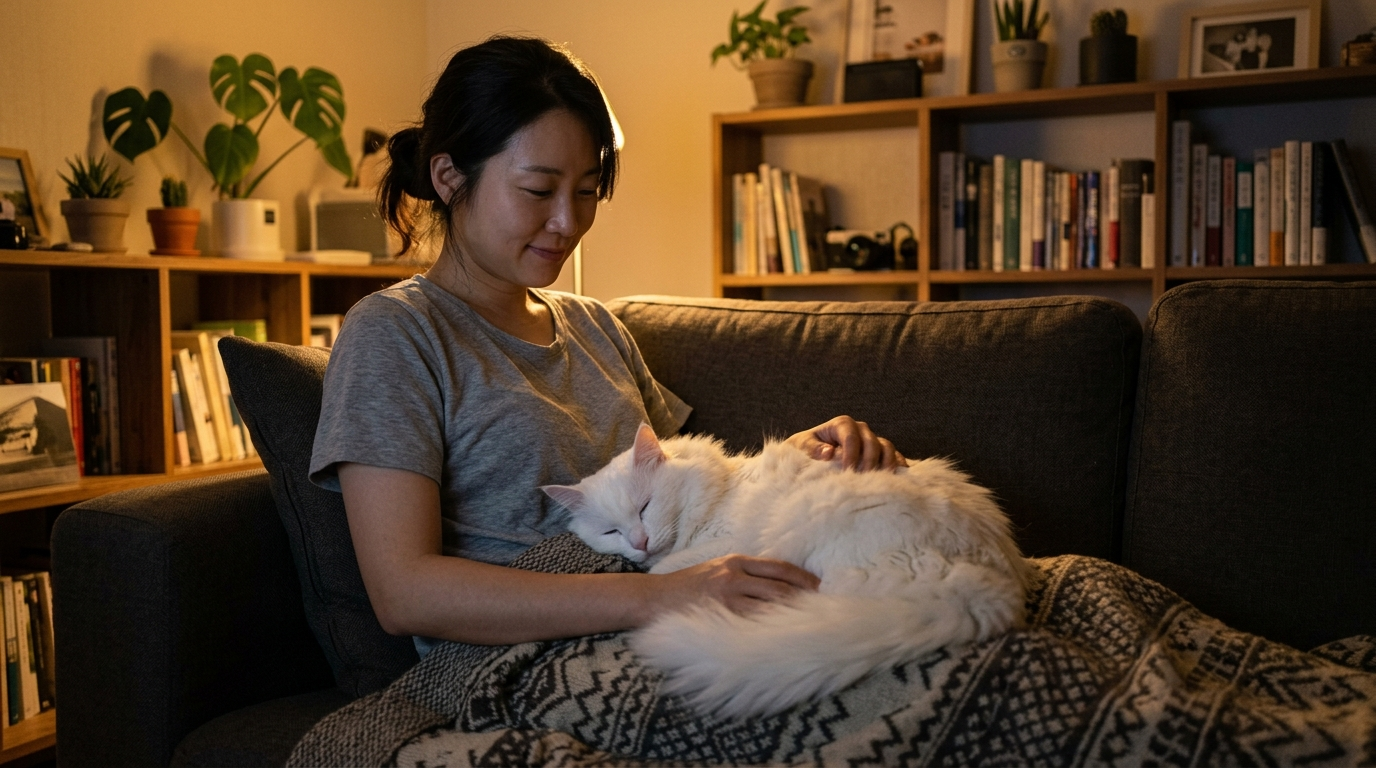 골골송으로 위로하는 모습