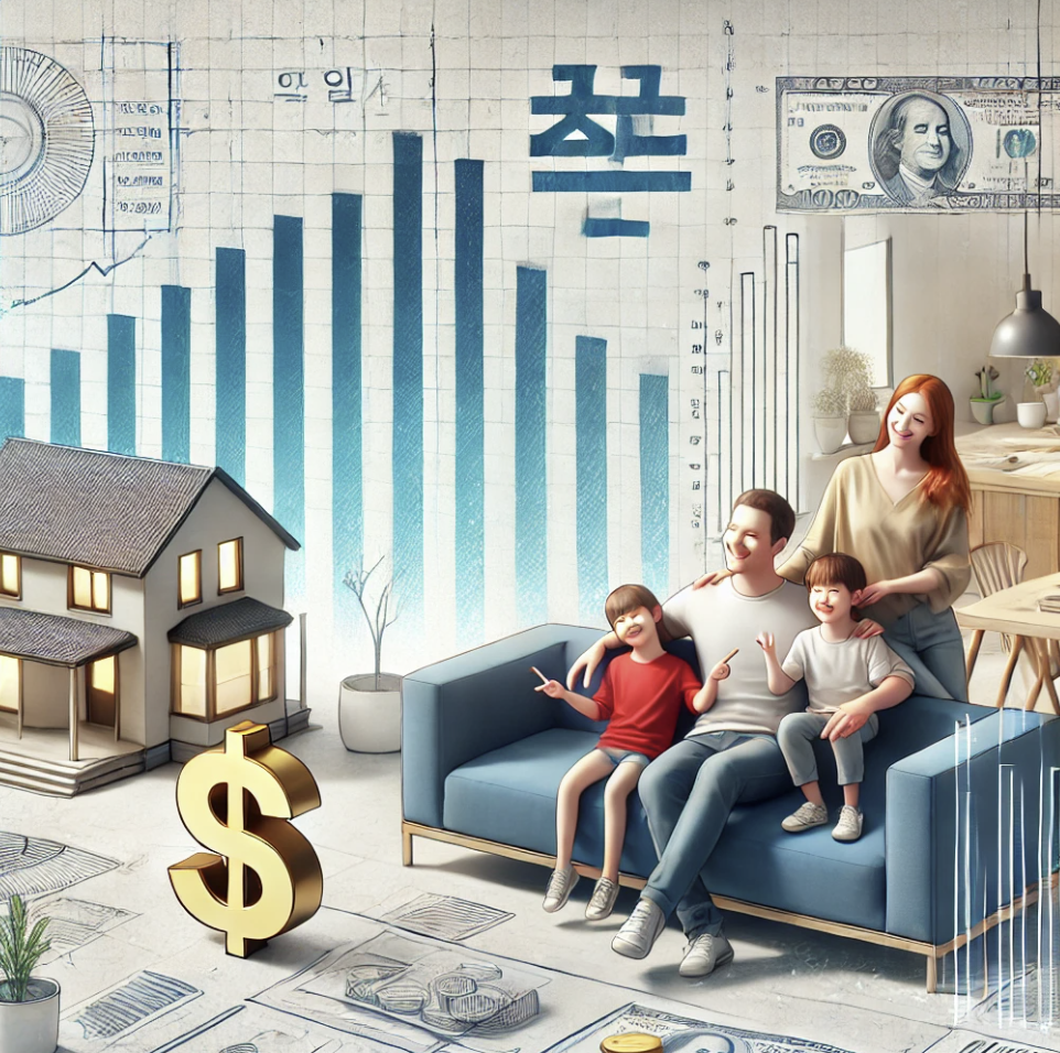 주택마련으로 만족해하는 가족의 모습 (소득공제혜택)