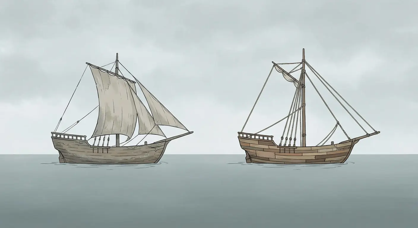 An illustration showing two ships claiming the same identity