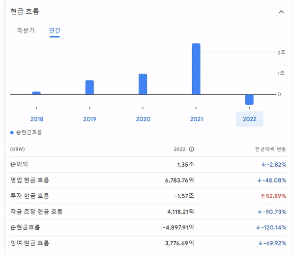 카카오 회사 현금 흐름