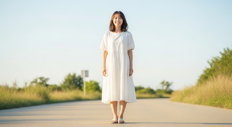 건강한 표정의 여성