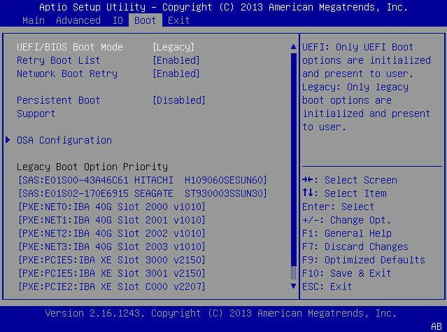 UEFI 부팅 우선순위(Boot Option Priority) 확인 화면