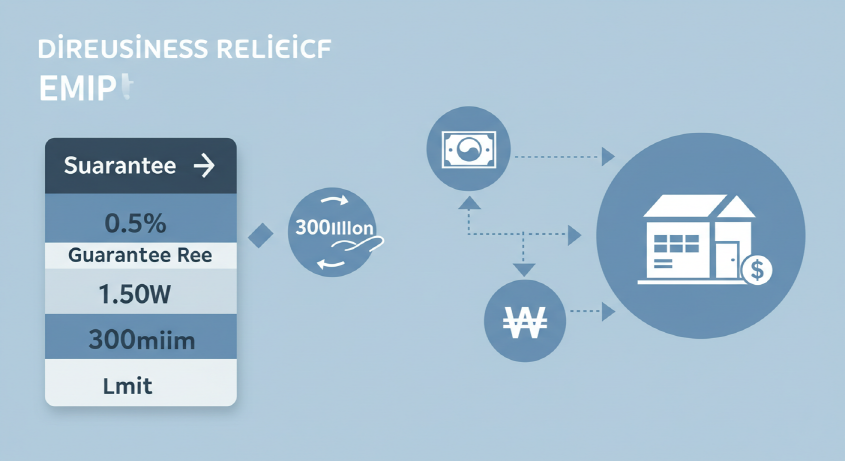 3억 원 한도와 0.5% 보증료율을 시각적으로 나타낸 표