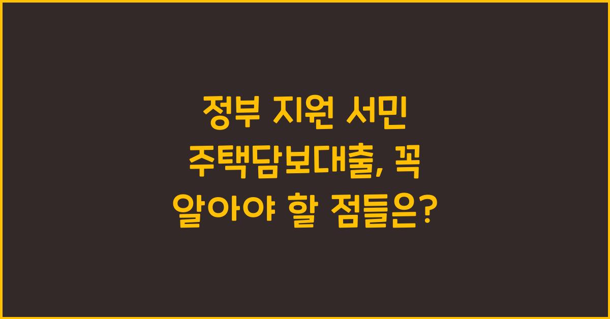 정부 지원 서민 주택담보대출