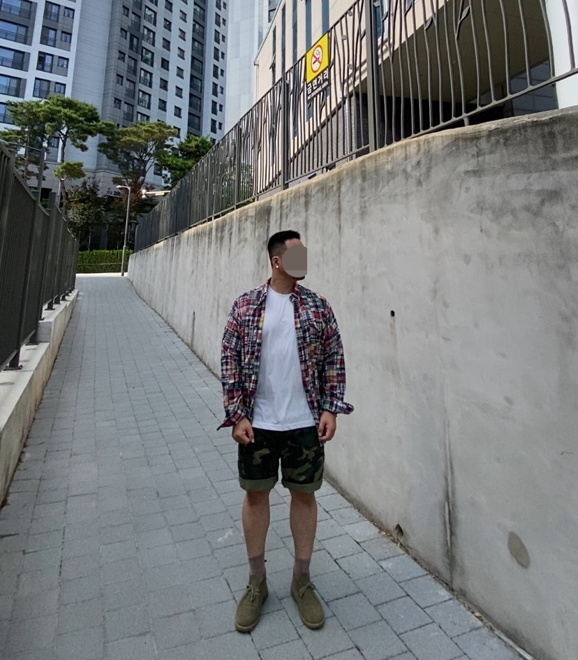 데일리룩('26. 6. 28.)폴로랄프로렌 패치워크 마드라스 클래식핏 린넨 셔츠, 무신사스탠다드 쿨탠타드 티셔츠, 로스코 카모 BDU 팬츠, 무신사스탠다드 양말, 언코즈 처카부츠