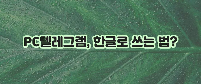 텔레그램 pc버전 다운로드 (한글버전)