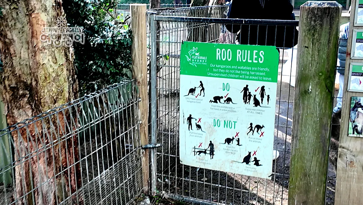 ROO RULES 안전 수칙 안내판 클로즈업 / Close-up of the Roo Rules safety sign at Featherdale Wildlife Park