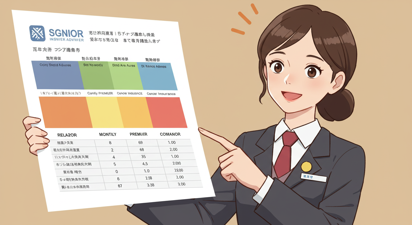 무해지환급형 암보험 비교표를 설명하는 여성 일러스트