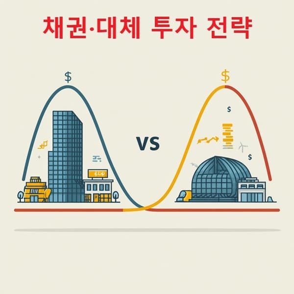 채권과 대체 투자 자산을 비교한 전략 시각 자료