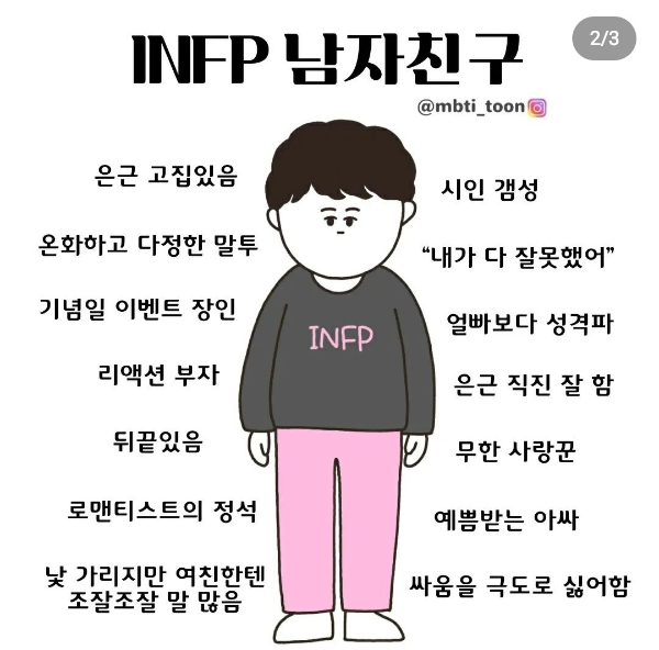 infp 남자친구 성격유형 정리