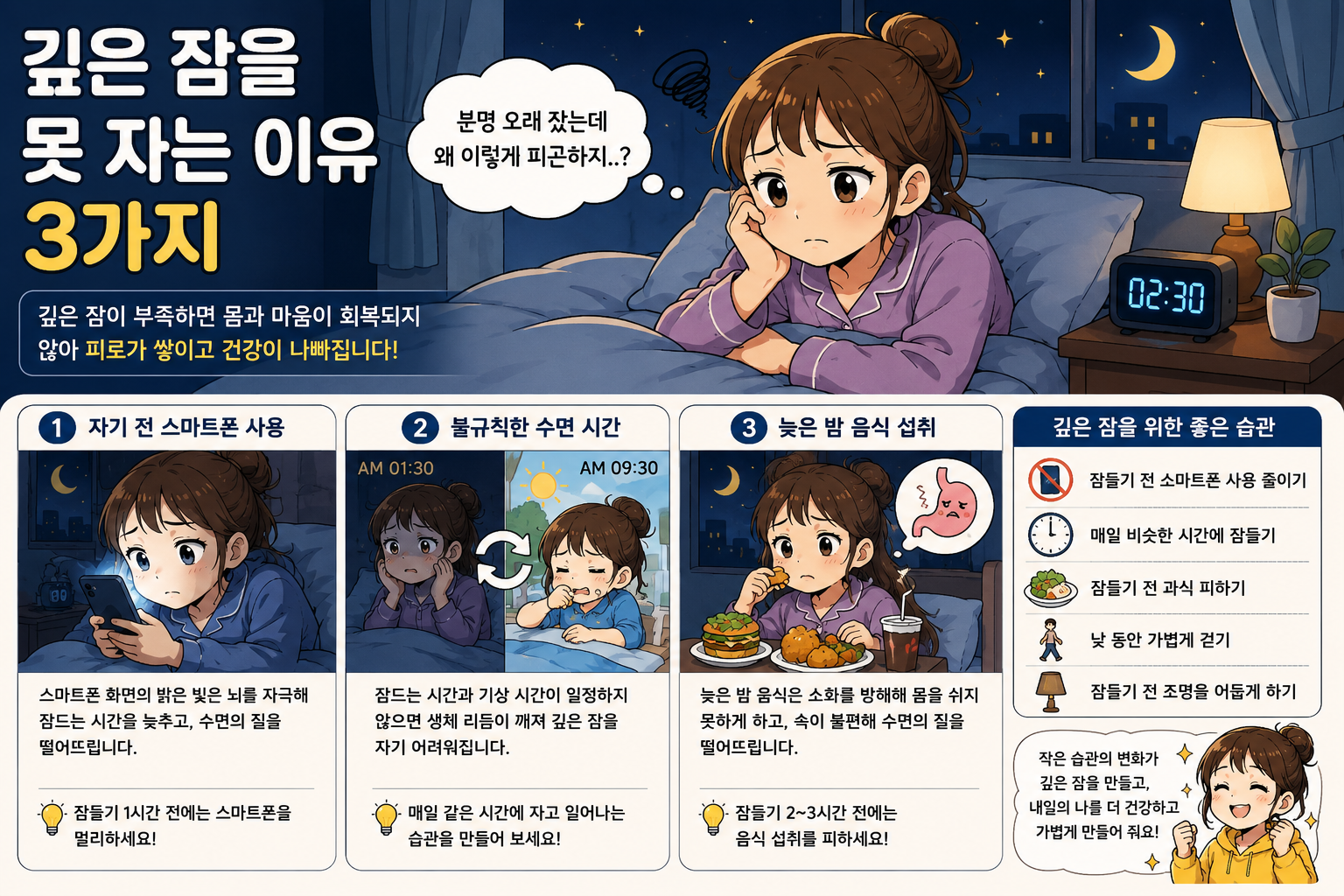 깊은 잠을 못 자는 이유 3가지