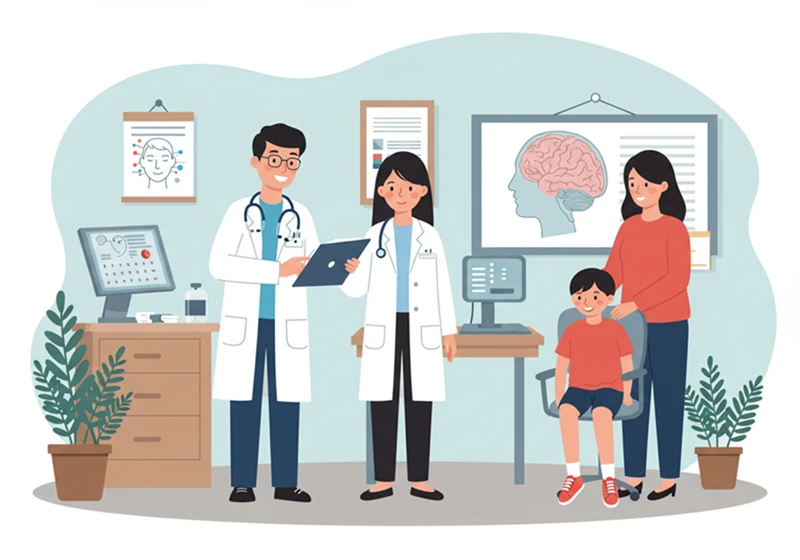 경계선 지능 ADHD 정확한 진단 전문가 소아청소년 정신건강의학과 심리 검사 맞춤형 지원 플랫디자인 일러스트