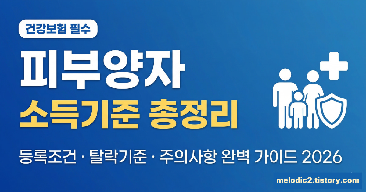 2026 건강보험 피부양자 소득기준 등록조건 탈락기준 총정리