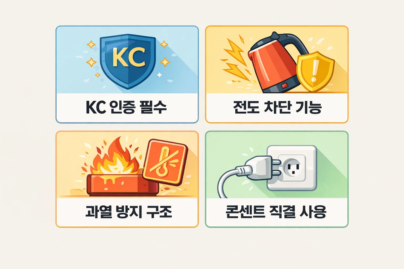 KC 인증 여부, 전도 차단 기능, 과열 방지 구조, 콘센트 직결 사용 등 필수 확인 사항을 한눈에 정리했습니다