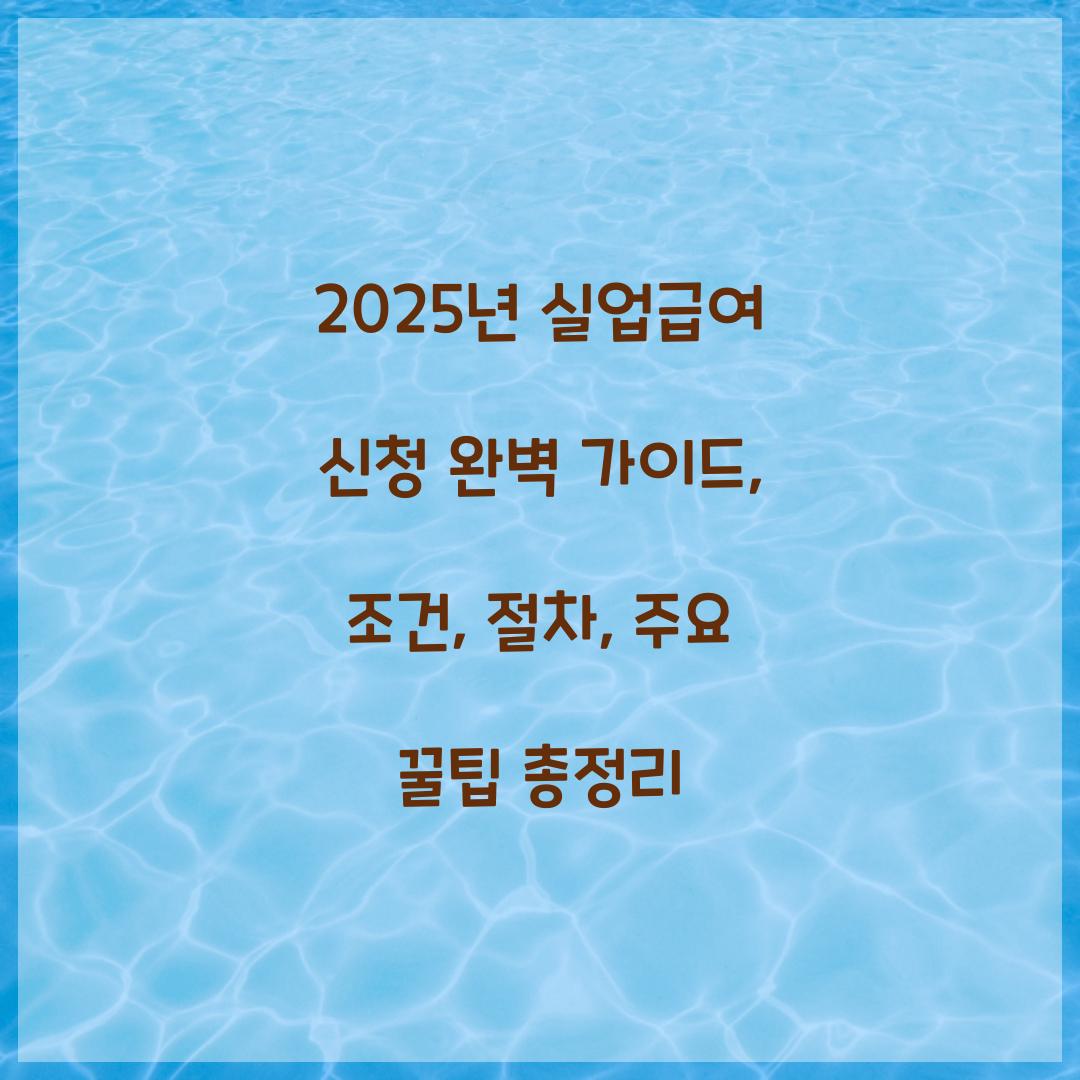 2025년 실업급여 신청 완벽 가이드