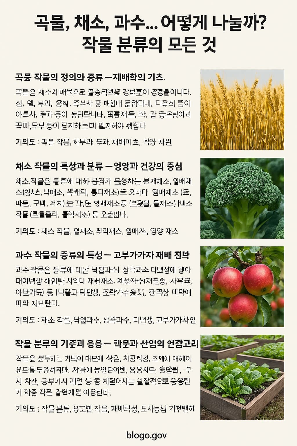 곡물 작물의 정의와 종류 – 재배학의 기초