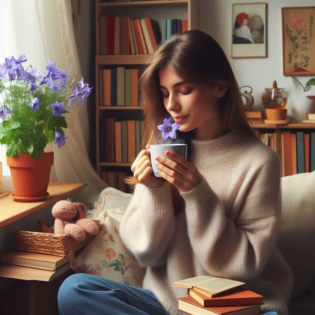 도라지차를 마시는 사람