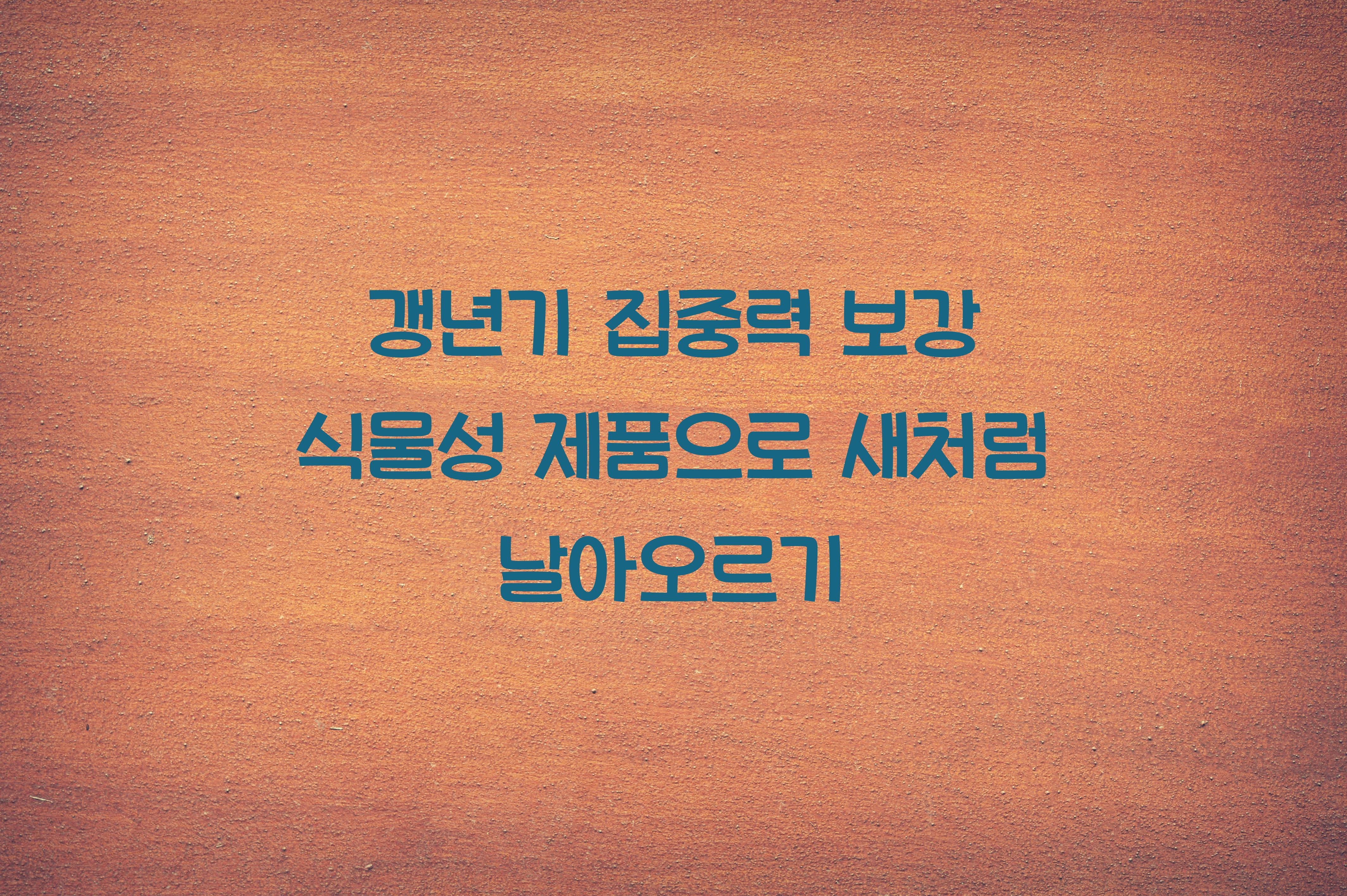 갱년기 집중력 보강 식물성 제품