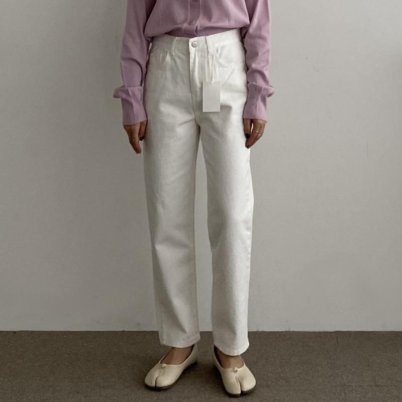 9부 화이트진 키작녀청바지 크림진