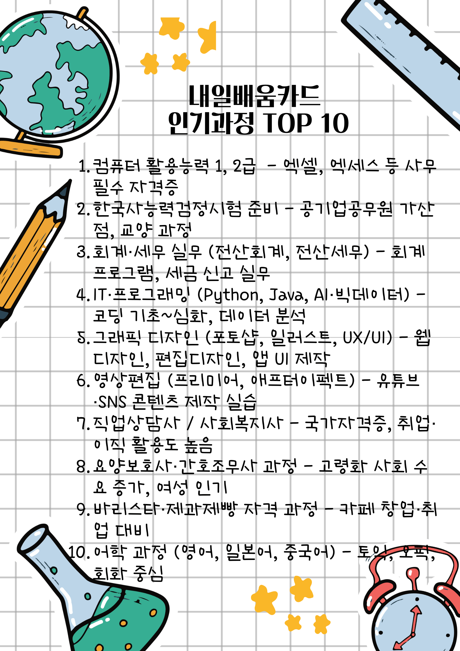 내일배움카드 인기과정 TOP 10