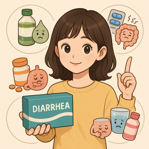 설사 완화 캐릭터 일러스트